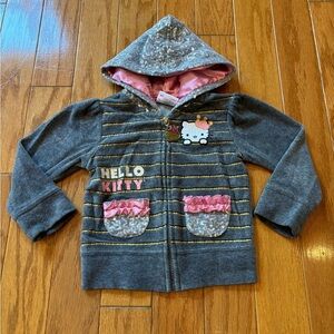 2014 Hello Kitty Terrycloth Sequin Sparkly Little Girls Zip Up Jacket Soze 2T